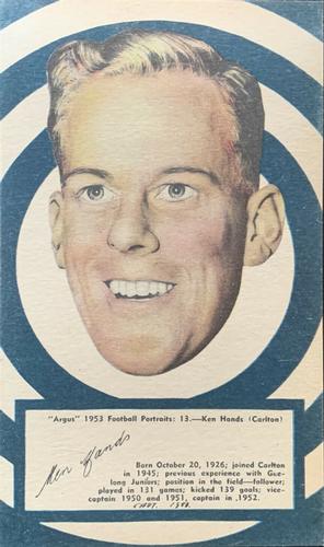 1953 Argus Football Portraits #13 Ken Hands Front